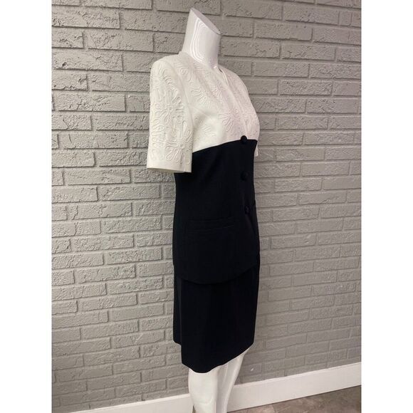 Causal Corner Women Black / White Color Block Two Pcs Skirt Suit Size 6 - Picture 5 of 13